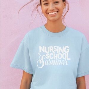 Comfort Colors Blue Short Sleeve Tee Nursing School Survivor Design